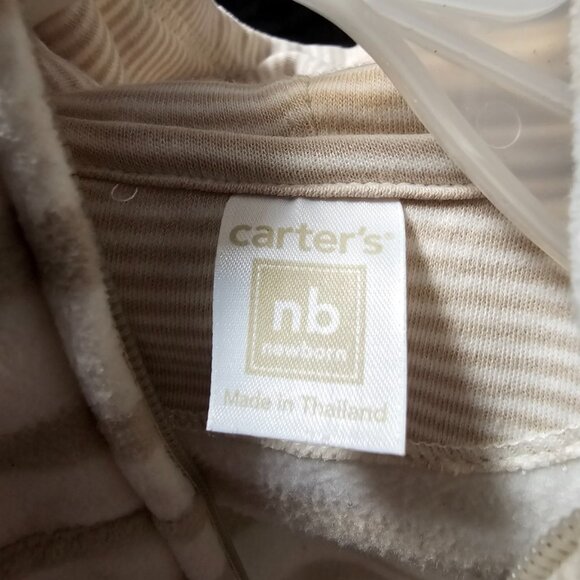 Carter’s Newborn 2-Piece Fleece Set – Striped Hoodie & Pants – Neutral Tan - Picture 2 of 2